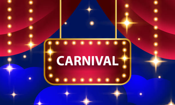 Carnival festival poster or banner design with realistic party Carnival festival poster or banner design with realistic party magic show stock illustrations