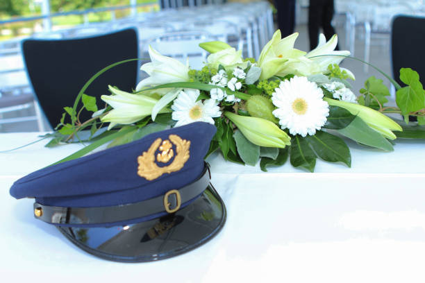 istock wedding flowers on a boat with captain hat 1209432575