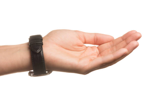 istock Open girl's hand  isolated on white background. gesture 1209432748