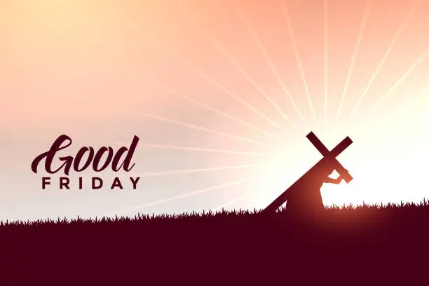 Vector illustration of jesus christ carrying cross good friday wishes background