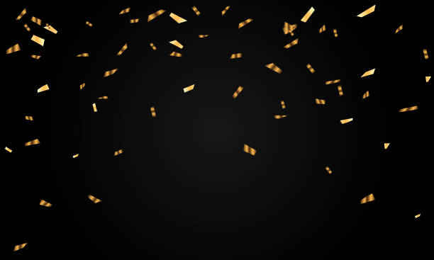 Golden flying blur confetti on Dark background Golden flying blur confetti on Dark background ticker tape stock illustrations