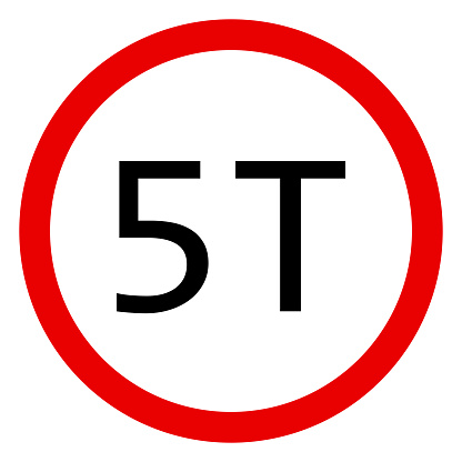 5t Icon Traffic Sign Load Limit 5 Tonnes Vector Stock Illustration - Download ...