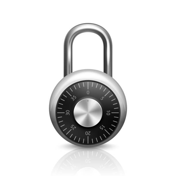 istock Vector 3d Realistic Closed Metal Steel Chrome Silver Padlock Icon Closeup Isolated on White Background. Design Template of Lock for Protection Privacy Concept, Web and Mobile Apps, Logo 1209446843
