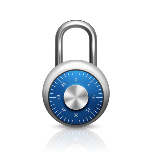 istock Vector 3d Realistic Closed Metal Steel Chrome Silver Padlock Icon Closeup Isolated on White Background. Design Template of Lock for Protection Privacy Concept, Web and Mobile Apps, Logo 1209446844