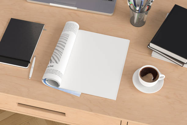 istock Blank magazine page. Workspace with magazine mock up 1209446936