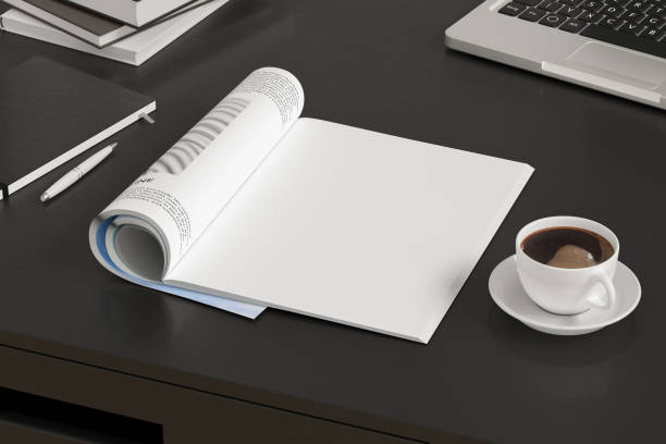 istock Blank magazine page. Workspace with magazine mock up 1209446956