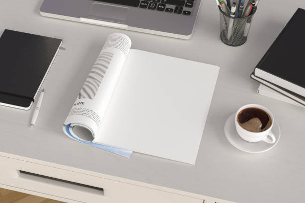 Blank magazine page. Workspace with magazine mock up