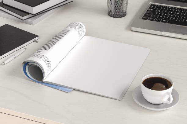 istock Blank magazine page. Workspace with magazine mock up 1209447091