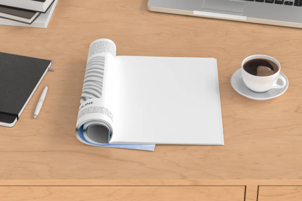 istock Blank magazine page. Workspace with magazine mock up 1209447132