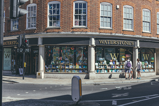 London/UK-1/08/18: the Richmonds Waterstones branch. Waterstones is a British book retailer that operates mainly in the UK, sell a range of books, stationery, and other related products