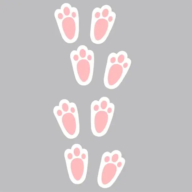 Vector illustration of cute easter rabbit bunny foot illustration