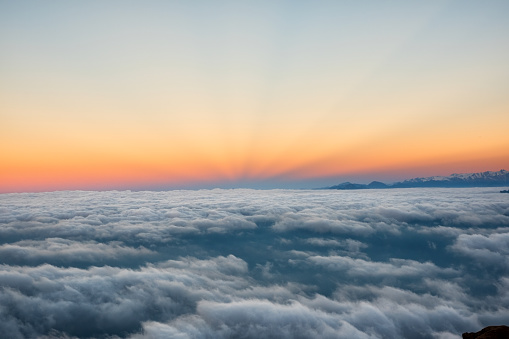 view of Clear morning sky above clouds