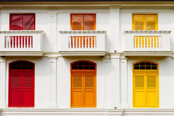 istock The six colourful wooden windows 1209464074