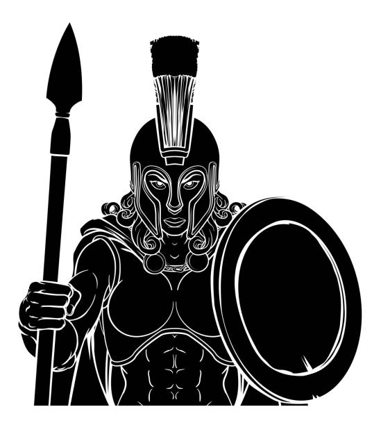 ilustrações, clipart, desenhos animados e ícones de mulher gladiadora guerreira de tróia espartana - roman army isolated on white classical greek