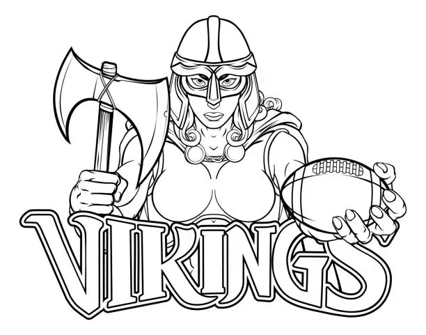 Vector illustration of Viking Trojan Celtic Knight Football Warrior Woman