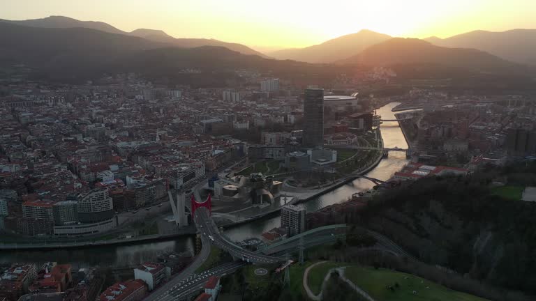 Bilbao from above at dusk