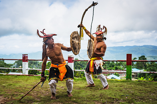 Indonesia Caci Dance War Whip Fighter Action East Nusa Tenggara photo