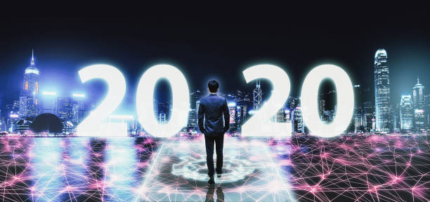 istock New year 2020 business man on future network city 1209473084