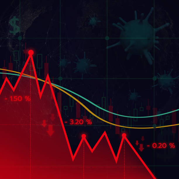 istock downtrend line graph in stock market on red 1209488487