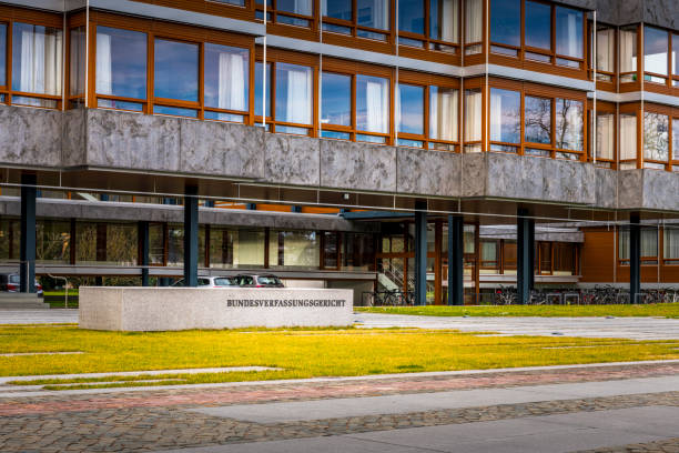 Karlsruhe, Germany - February 09, 2020: Federal Constitutional Court building Bundesverfassungsgericht the supreme court for the Federal Republic of Germany.