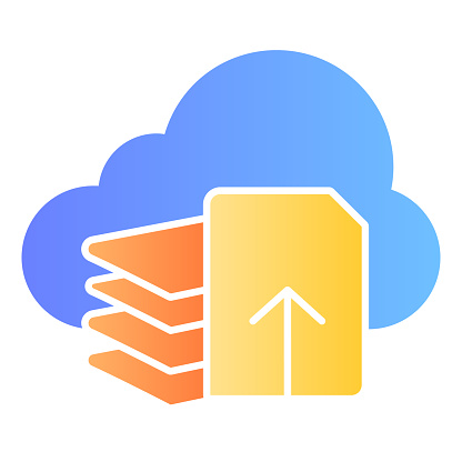 Download files flat icon. Document download color icons in trendy flat style. List and cloud gradient style design, designed for web and app. Eps 10