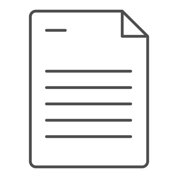 illustrazioni stock, clip art, cartoni animati e icone di tendenza di icona della linea sottile del foglio di carta. illustrazione vettoriale del documento isolata su bianco. elenca il design dello stile del contorno, progettato per il web e l'app. eps 10. - documenti