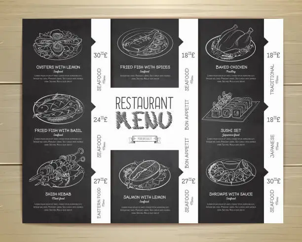 Vector illustration of Chalk drawing restaurant menu design