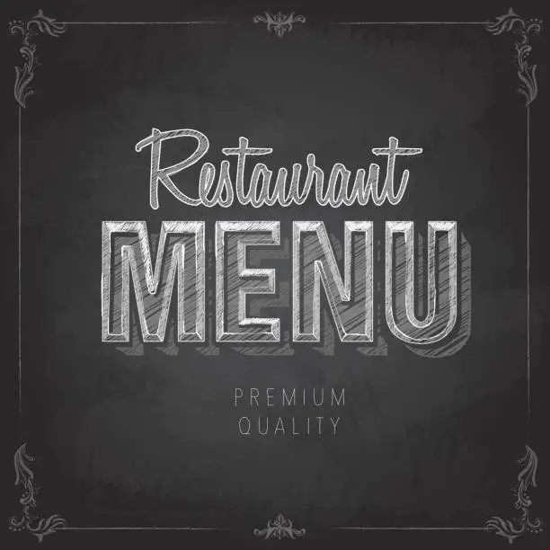 Vector illustration of Chalk drawing typography restaurant menu design