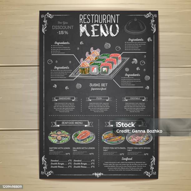 Handmade Menu Drawing Chalk Drawing Restaurant Menu Design Stock Illustration - Download ...