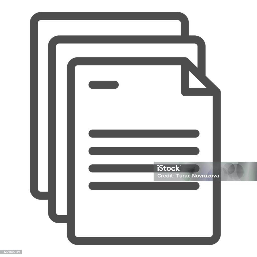 Document papers line icon. Pages vector illustration isolated on white. Office notes outline style design, designed for web and app. Eps 10. Document papers line icon. Pages vector illustration isolated on white. Office notes outline style design, designed for web and app. Eps 10 Icon stock vector