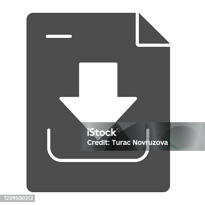 istock Download document solid icon. Downloading file vector illustration isolated on white. Save file glyph style design, designed for web and app. Eps 10. 1209500212