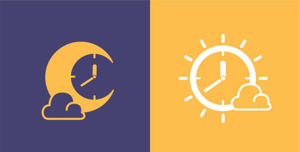 Sun & Moon Sun And Moon Time Icon morning afternoon night stock illustrations