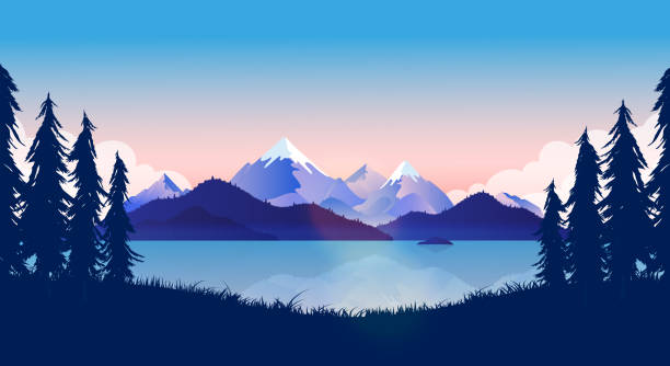 Nature Background Illustration Stock Illustration - Download Image Now -  Mountain, Landscape - Scenery, Lake - iStock