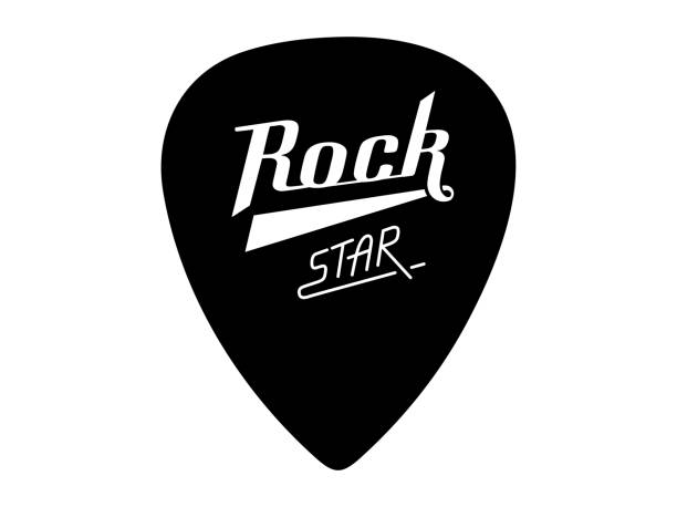 Rock Star lettering. Guitar pick/mediator design. Rock Star lettering with electric guitar. Guitar pick/mediator design.Rock Star lettering. Guitar pick/mediator design. hardcore music style stock illustrations