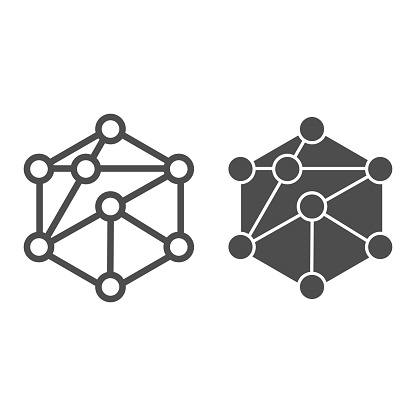 Cube network line and glyph icon. Blockchain vector illustration isolated on white. Cube structure outline style design, designed for web and app. Eps 10