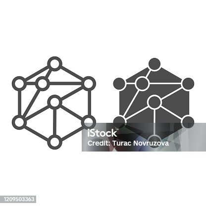 istock Cube network line and glyph icon. Blockchain vector illustration isolated on white. Cube structure outline style design, designed for web and app. Eps 10. 1209503363