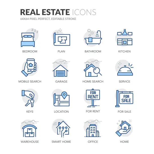 Vector illustration of Line Real Estate Icons