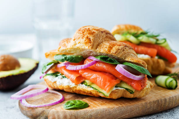 istock Smoked salmon ricotta cheese cucumber sandwich 1209510146