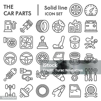istock Car parts line icon set, auto details symbols collection, vector sketches, logo illustrations, automotive repair signs linear pictograms package isolated on white background, eps 10. 1209514189