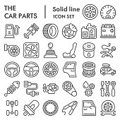 istock Car parts line icon set, auto details symbols collection, vector sketches, logo illustrations, automotive repair signs linear pictograms package isolated on white background, eps 10. 1209514189