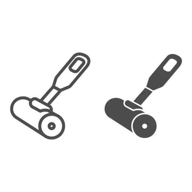 Vector illustration of Lint roller line and glyph icon. Adhesive roller vector illustration isolated on white. Cleaning roller outline style design, designed for web and app. Eps 10.