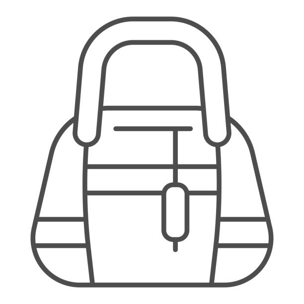 ilustraciones, imágenes clip art, dibujos animados e iconos de stock de señoras bolso icono de línea delgada. ilustración vectorial de bolso de mujer aislada en blanco. diseño de estilo de contorno de bolso de embrague, diseñado para web y aplicación. - change purse purse clutch bag red