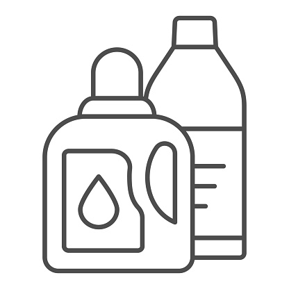 Washing detergent thin line icon. Detergent container vector illustration isolated on white. Laundry liquid outline style design, designed for web and app. Eps 10