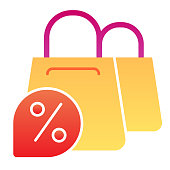 istock Shopping bags and discount flat icon. Promotion color icons in trendy flat style. Shop sale gradient style design, designed for web and app. Eps 10. 1209517960