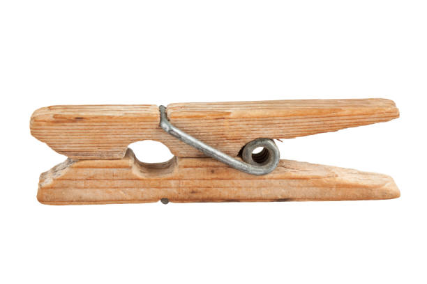wooden clothespin isolated on white background