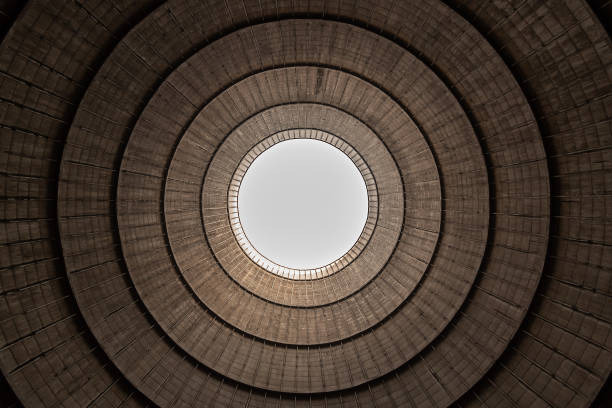 Cooling tower of a power station, view from bottom to top Cooling tower of a power station, view from bottom to top. cooling tower photos stock pictures, royalty-free photos & images