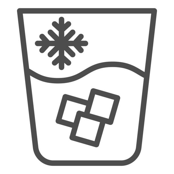 Iced water line icon. Glass of cold drink vector illustration isolated on white. Water with ice outline style design, designed for web and app. Eps 10. Iced water line icon. Glass of cold drink vector illustration isolated on white. Water with ice outline style design, designed for web and app. Eps 10 ice symbols stock illustrations