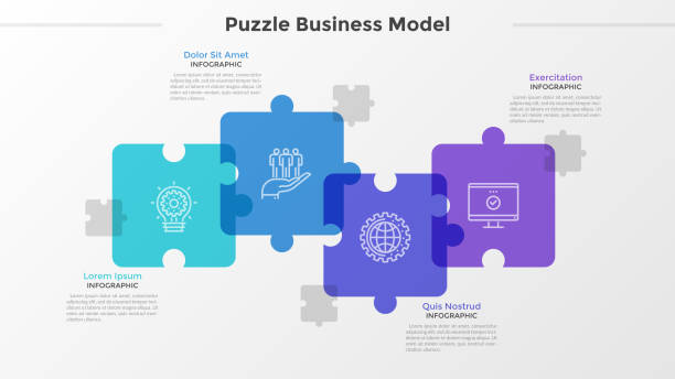 최신 인포그래픽 템플릿 - jigsaw puzzle jigsaw piece organization puzzle stock illustrations