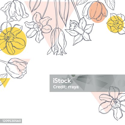 istock Vector background with  spring flowers. 1209530560