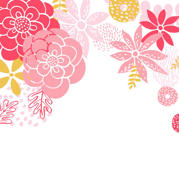 floral hintergrund mit handgezeichneten blumen. - blume stock-grafiken, -clipart, -cartoons und -symbole
